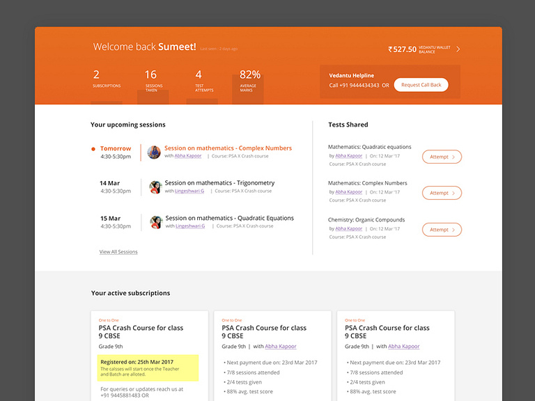 Student Dashboard by Soumya Jain on Dribbble