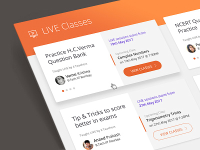 Live Class Cards cards information design layout typography ui ux visual design