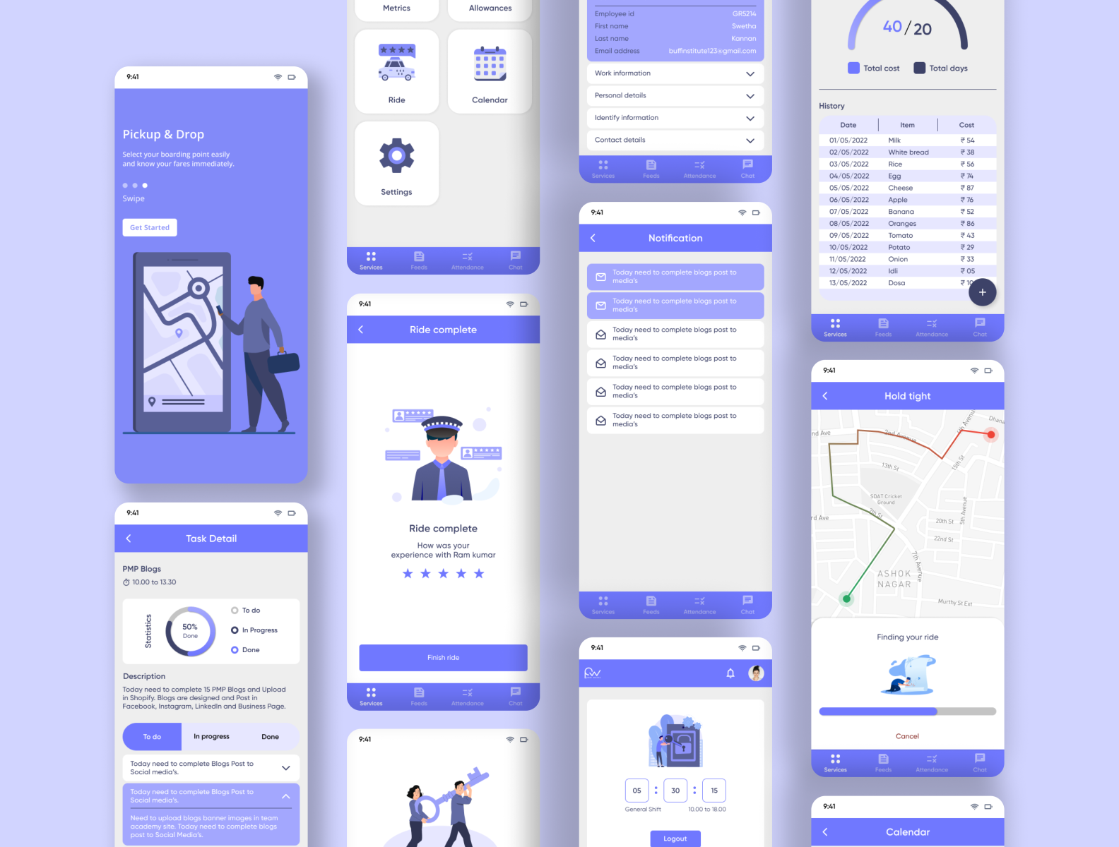 Few screens from my business management app project. by Surya Ramkumar
