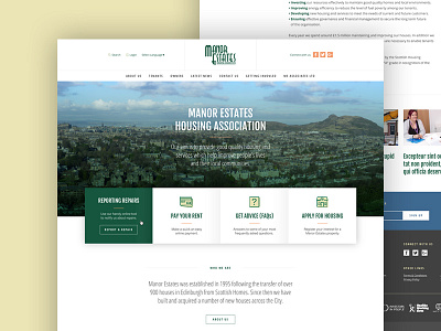 Manor Estates Housing Association Website brand call to action css design development layout typography website