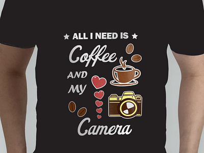 All I NEED IS COFFEE AND MY CAMERA branding design graphic design illustartion illustration logo teeshirt tshirt tshirt design