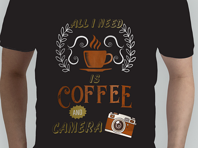 ALL I NEED IS COFFEE AND CAMERA branding design graphic design illustartion illustration logo teeshirt tshirt tshirt design