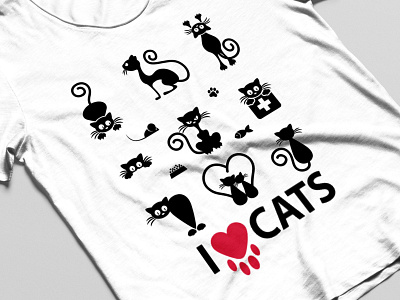 I LOVE CATS branding design graphic design illustartion illustration logo teeshirt tshirt tshirt design