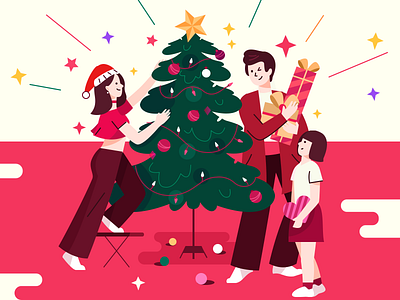 Merry Christmas family illustration love merry christmas typography