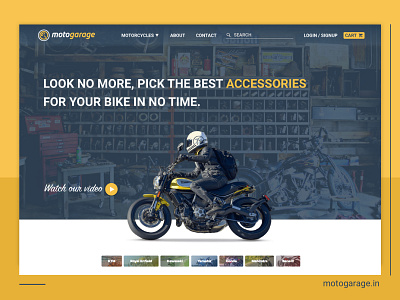 Motogarage website ecommerce logo motorcycle startup uiux web design website