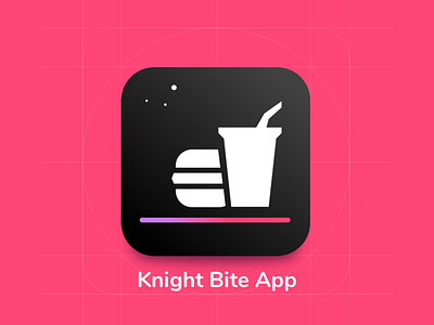 Knight Bite App android app design app icon app logo black black logo burger cloud kitchen food delivery gradient india ios kitchen logo mobile mobile app pink uiux