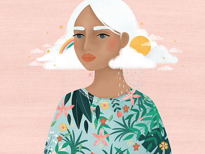 Cloudy Girl design dreams illustration portrait woman