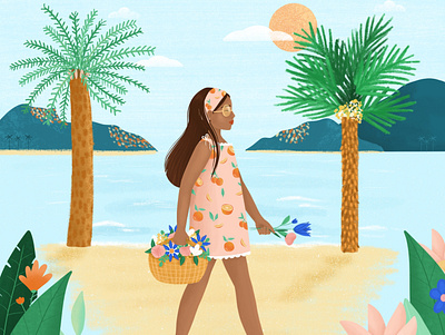 Beach Time beach design illustration portrait summer woman