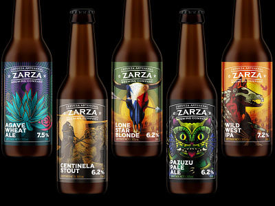 Zarza Beer beer beer bottle beer label ecuador illustration telmo cuenca tex mex texas zarza