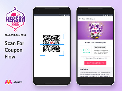 Scan QR Code For Coupon androis ecommerce eors myntra qrcode sale scanner ux