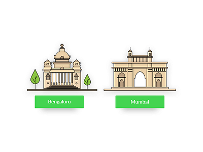 Material Cities in India city icon illustrations indian cities icons material icons