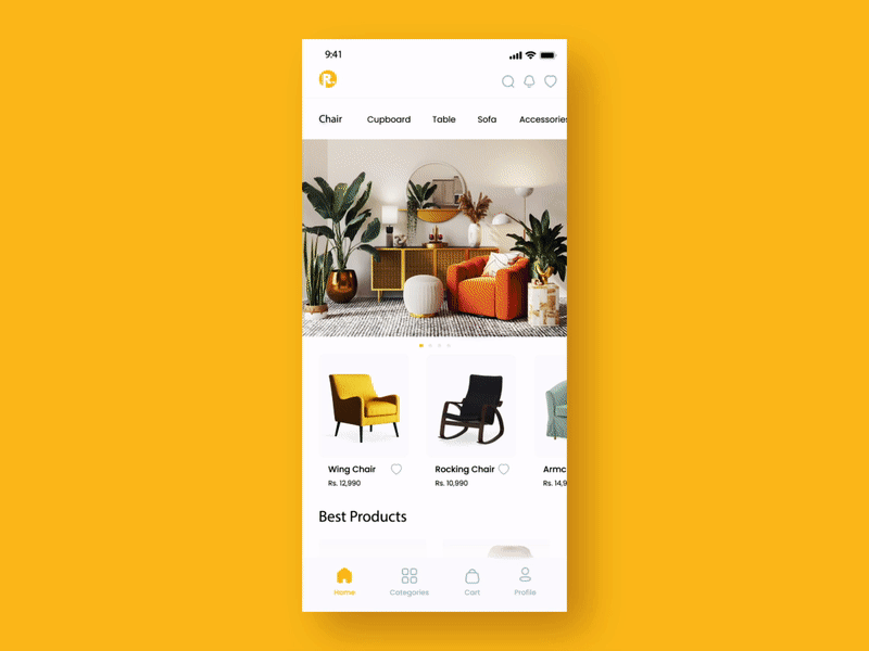Furniture App UI Interaction adobe after effects adobe aftereffects adobe xd adobexd app ui furniture app furniture design ui ui design