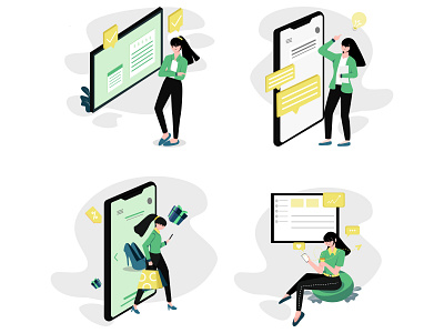 Business Flat Illustration Set art branding business designer flat art flat design graphic design illustration landing page planning ui ui design ui designer ui illustration uiux ux design vector website illustration women work