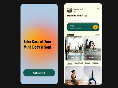 Yoga mobile app ui app design graphic design ui ux