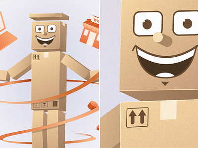 Mr.Box Character Design for eCommerce box character design ecommerce funny optimistic web design
