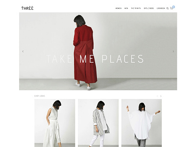 Three - eCommerce - Landing clothing ecommerce fashion frontend shopping squarespace