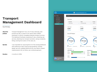 Dell - Transport Management Dashboard Tool analytics cancelling clean dashboard deck design dell design employees flat management tool request routing transport vehicles web