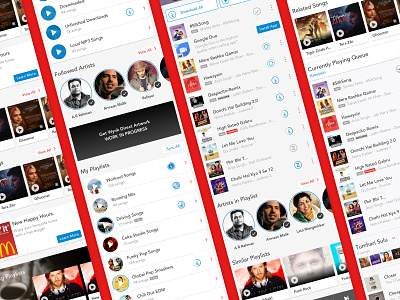 Wynk Music - Lists & Rails airtel app clean gaana lists music play player rails redesign sound spotify streaming ui wynk music