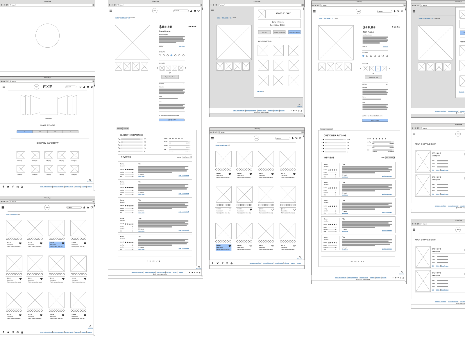 Wireframes and Mockups for an e-commerce site by Veena on Dribbble