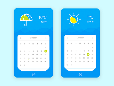 Weather's screen application calendar date interface layout mobile sun ui umbrella ux weather widget