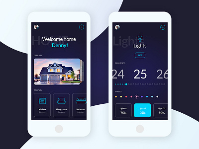 Smart Home app application control design home light music smart temperature ui ux