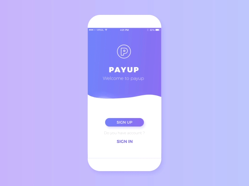 PAYUP app bank concept credicard payment system ui ux