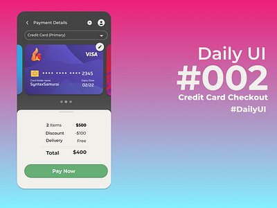 Daily UI-002: Credit Card Checkout #DailyUI dailyui