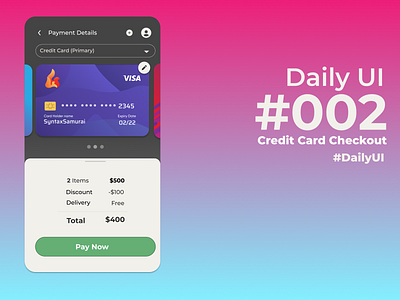 Daily UI-002: Credit Card Checkout #DailyUI