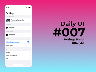#dailyUI #007 :: Settings Panel