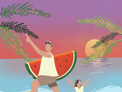 A summer day graphic design illustration