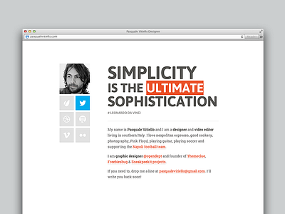 Simplicity is the Ultimate Sophistication presentation profile vcard web design web page