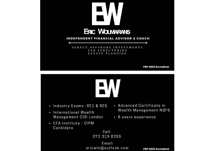 Business Card Design Done for Client black branding business card contact credentials design graphic design illustration information logo typography white