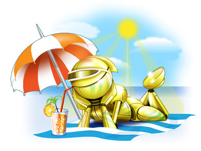 Holidays art beach cocktail design graphic holidays illustration robot sketch summer sun vector