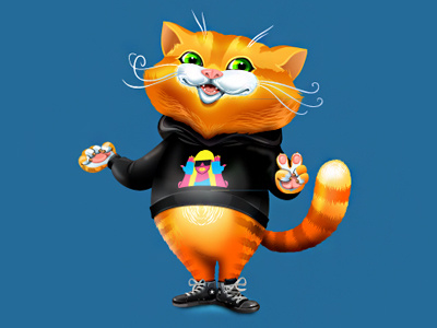 Ginger cat 2d art cat character design ginger graphic peace