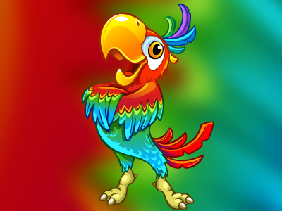 Parrot 2d art bird character colored funny parrot vector