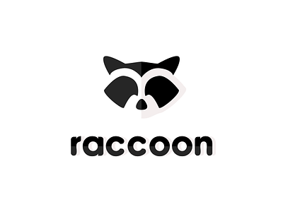 Raccoon / logo design bw combo flat logo pixel raccoon