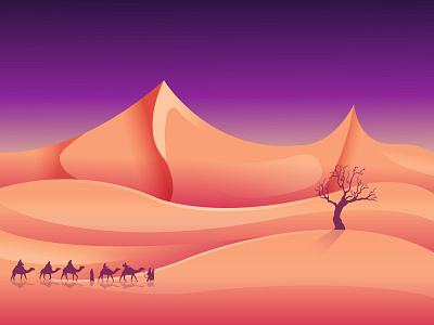 Desert Life 2d 2d graphics animation camel color desert digital art drawing dribbbble dribbble dribble flat design illustration illustrator journey landscape landscape design mountain sunshine