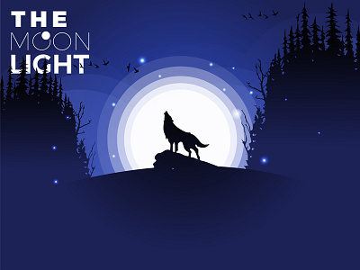 The Moon Light apple art apple design background design flat art full moon illustration illustration design illustrator illustrator design ios modern art modern design moon light moon night scary art simple flat design wallpaper wallpaper design wolf wolf night