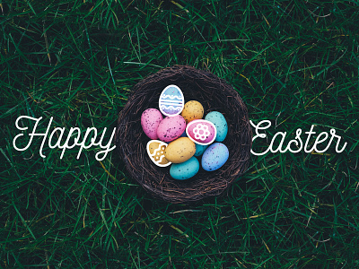Happy Easter Line Illustration Embellishment | Oak Group easter eggs holiday illustration line art nest photography script font typography