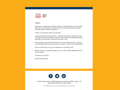 Golden Gate Health | Modern Email Template Design email email designs email template email templates emails flat health innovative insurance modern
