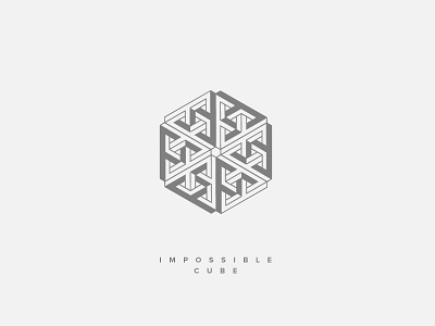 Nearly Impossible Cube | Escher Optical Illusion Line Art escher geometric illustration impossible impossible shapes line art logo optical illusion vector