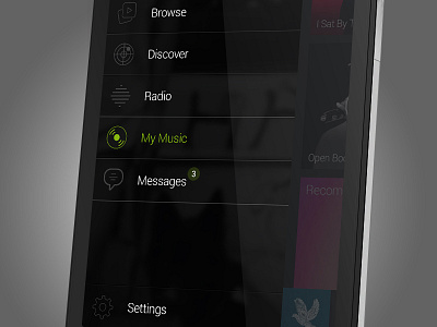 Darky app dark icons mobile music side menu