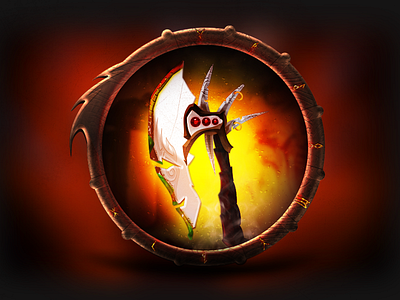 Times Change axe badge blood demon draenor fantasy fire gem icon rpg sketch warcraft