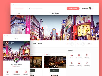 Ultimate Travel Experience clean icon material minimalistic new red responsive travel ui ux visual design web