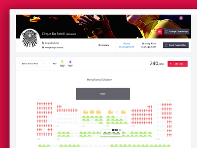 Event Management Platform clean dashboard event hong kong new red saas seat ui ux visual design web