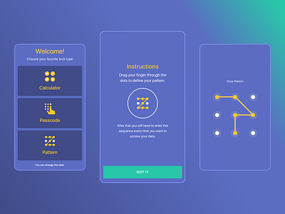 Pick Your Lock app application clean draw flat ios lock new onboarding pattern ui ux