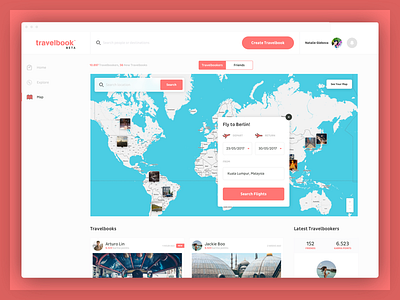 Fast Booking booking clean image interaction map project red travel ui ux visual design white