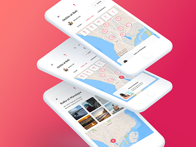 Check-Ins 11 app. travel clean interaction ios new photography red social ui ux visual design