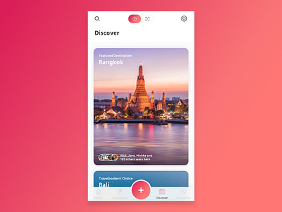 Discover the World 11 app. travel clean interaction ios new photography red social ui ux visual design