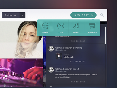 Add New Post app interaction design interface design ios music myspace new spotify ui ux visual design web